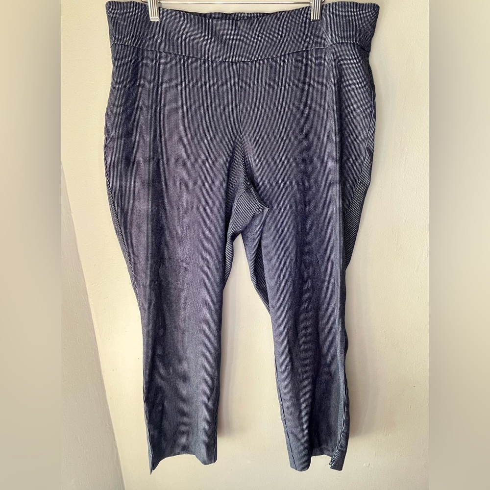 Dalia Navy Blue & White Polka Dot Women’s Pull On Pants Size 16W